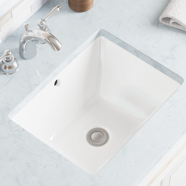 MRDirect White Vitreous China Rectangular Undermount Bathroom Sink with